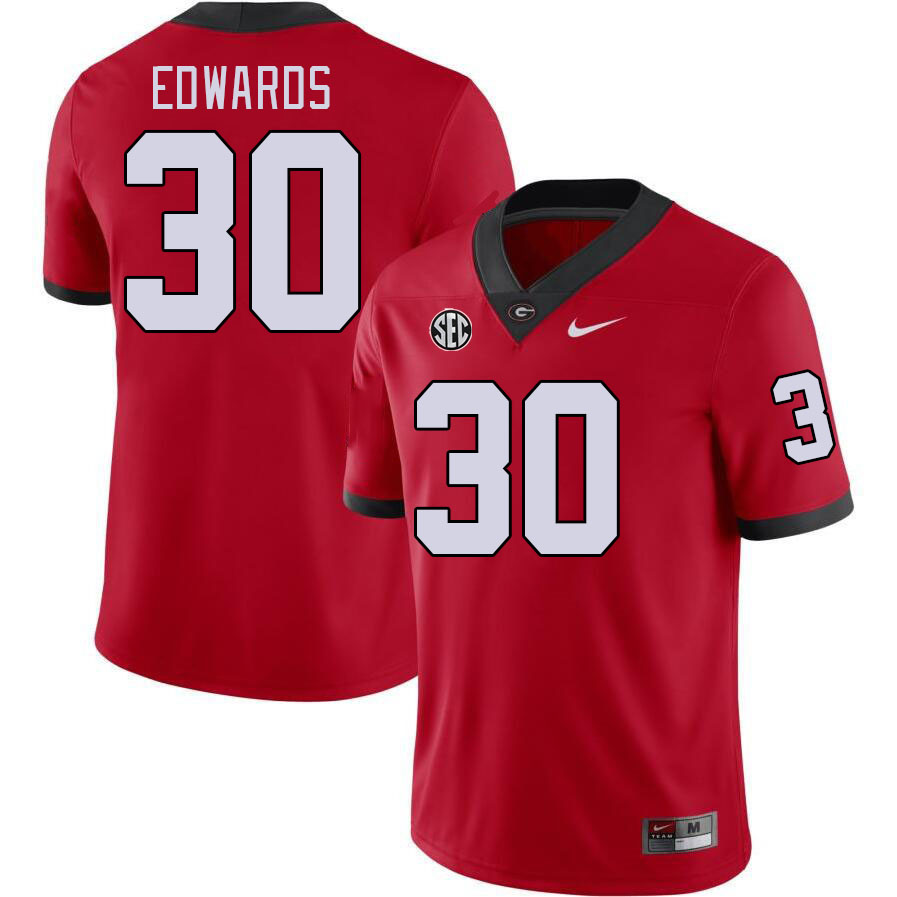 Men #30 Daijun Edwards Georgia Bulldogs College Football Jerseys Stitched-Red - Click Image to Close